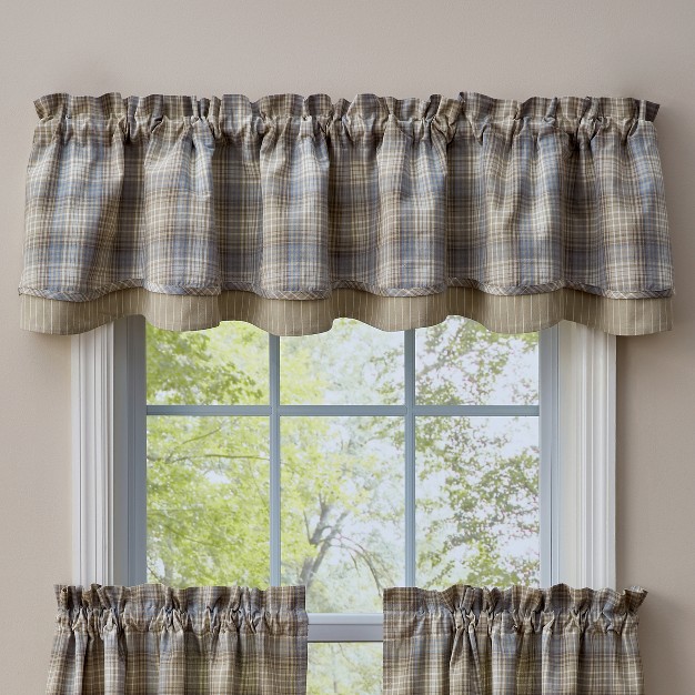 Park Designs Prairie Wood Lined Layered Valance 72 x27 x27 L Gray