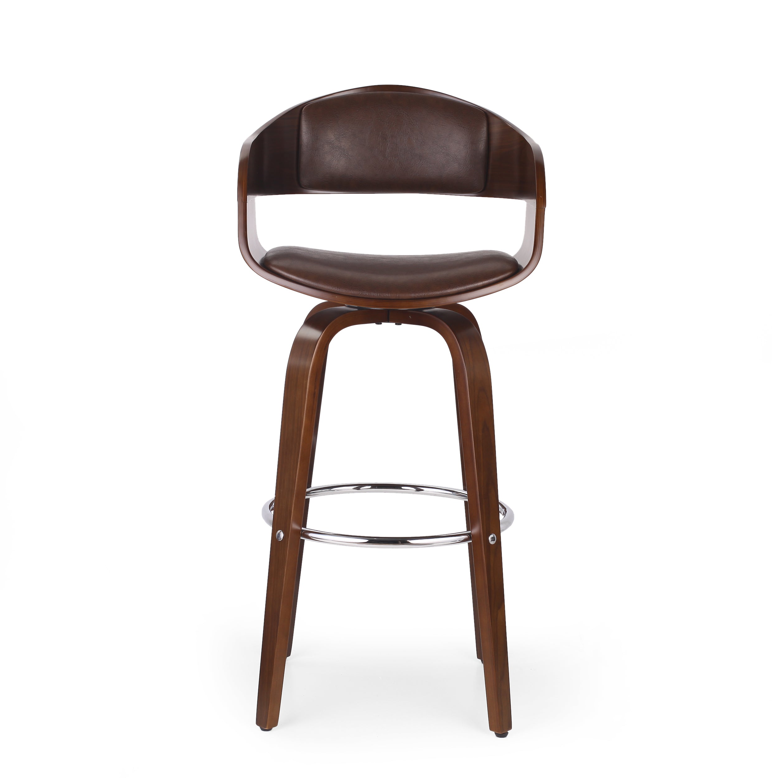 Soledad Mid-Century Modern Upholstered Swivel Barstool