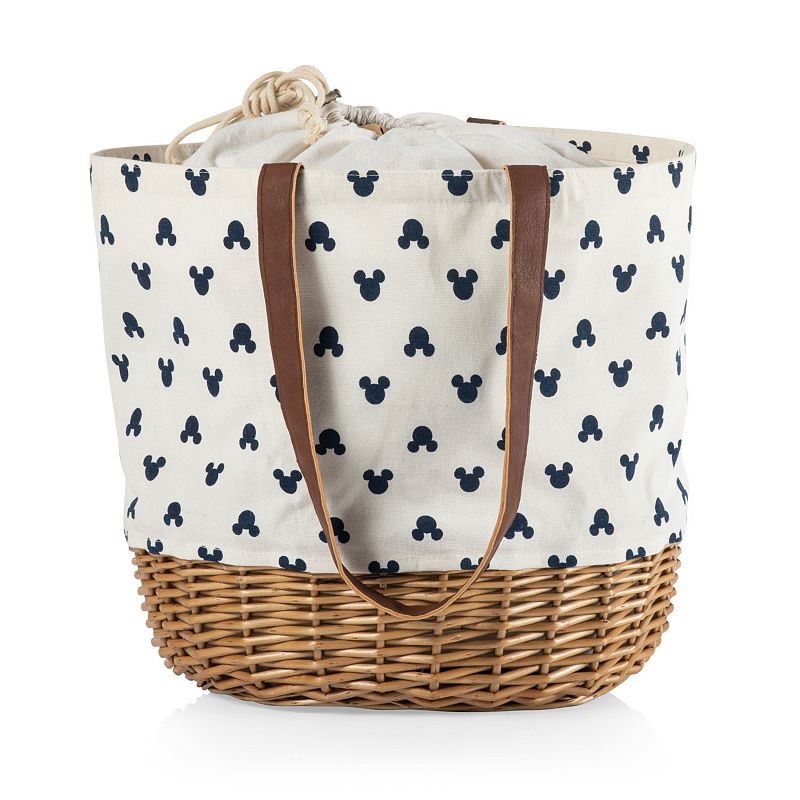 Disney's Mickey Mouse Silhouette Coronado Canvas and Willow Basket Tote by Picnic Time