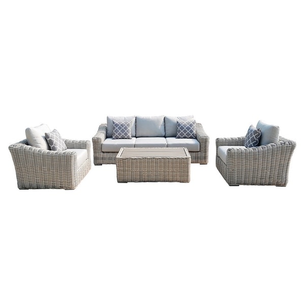 Hawaii 4Piece Outdoor Conversation Sofa Set Patio Furniture Rattan Wicker