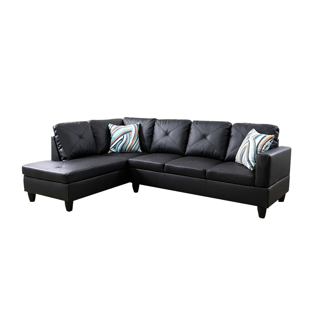 StarHome Living Faux Leather Sectional Sofa Set