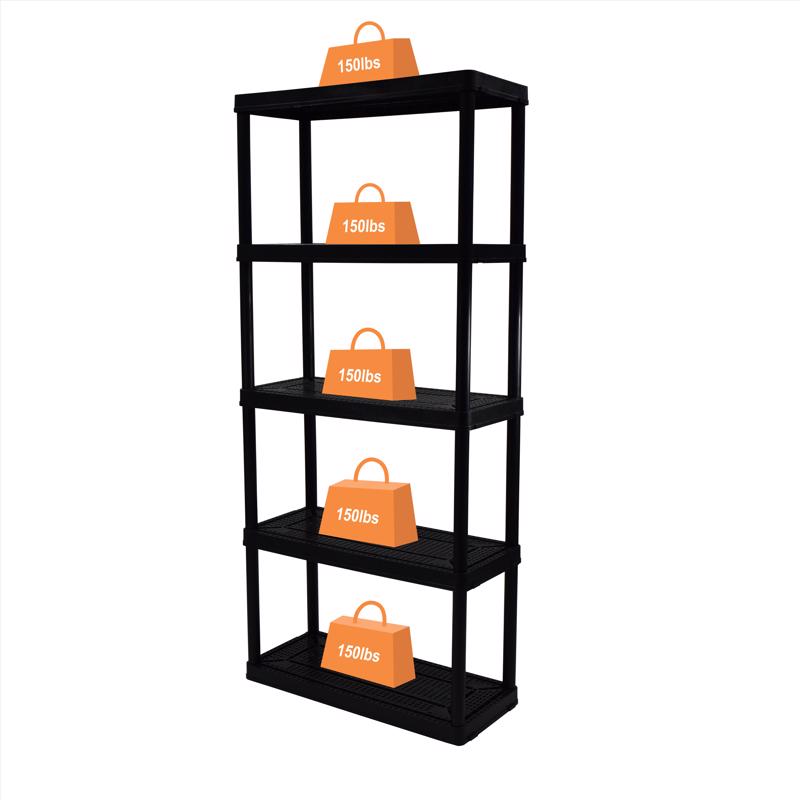 SHELF UNIT 5 TIER BLK