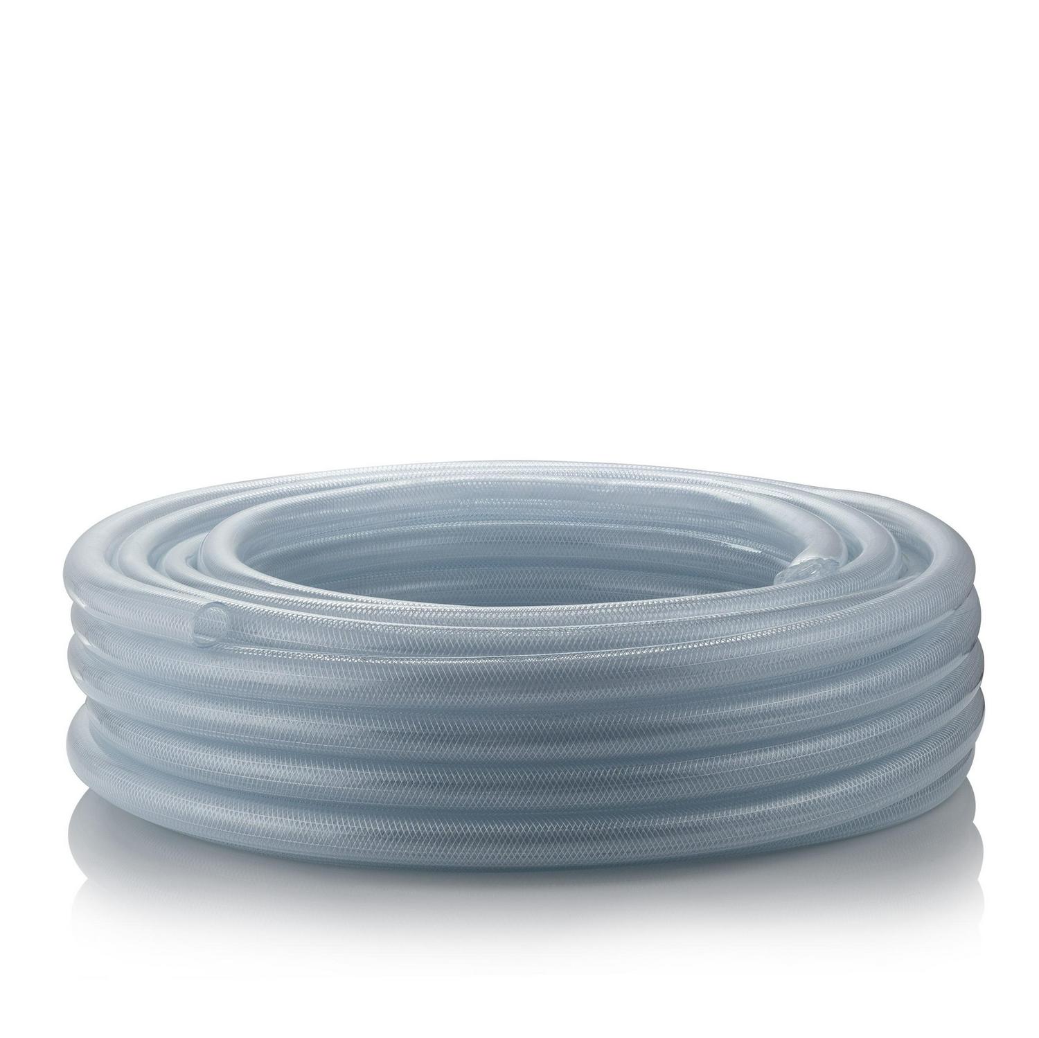 Alpine Corporation 1 I.D. x 100and#8242; Braided High-Pressure Reinforced PVC Vinyl Pond Tubing， Clear