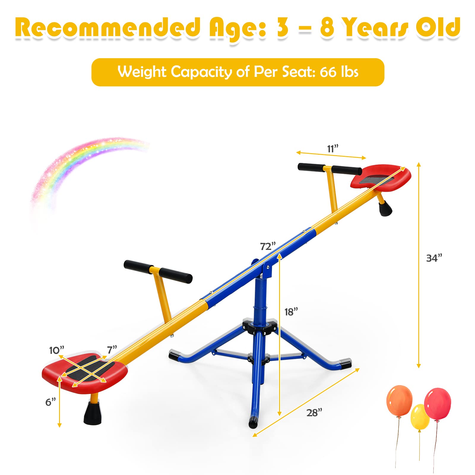 Kids Seesaw Swivel Teeter Totter Playground Equipment