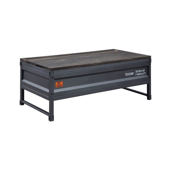 ACME Cargo Lift-Top Coffee Table in Weathered Oak and Gunmetal