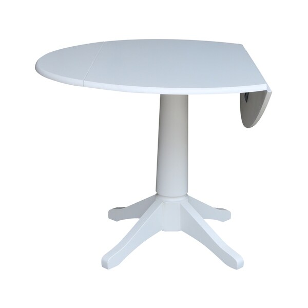 42 in Round Top Dual Drop Leaf Pedestal Table - White