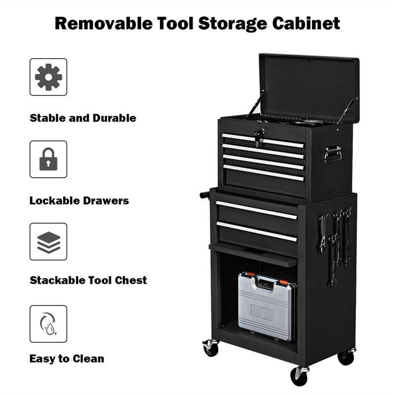 Rolling Tool Chest Removable Tool Storage Cabinet with 6 Sliding Drawers