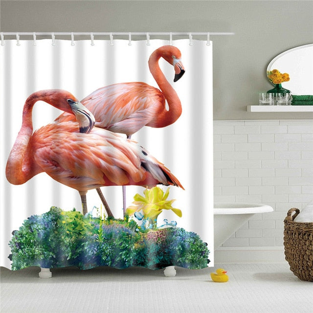 Nordic Pictures Polyester Waterproof Shower Curtains High Quality Animals Flamingo Shower Curtain In The Bathroom