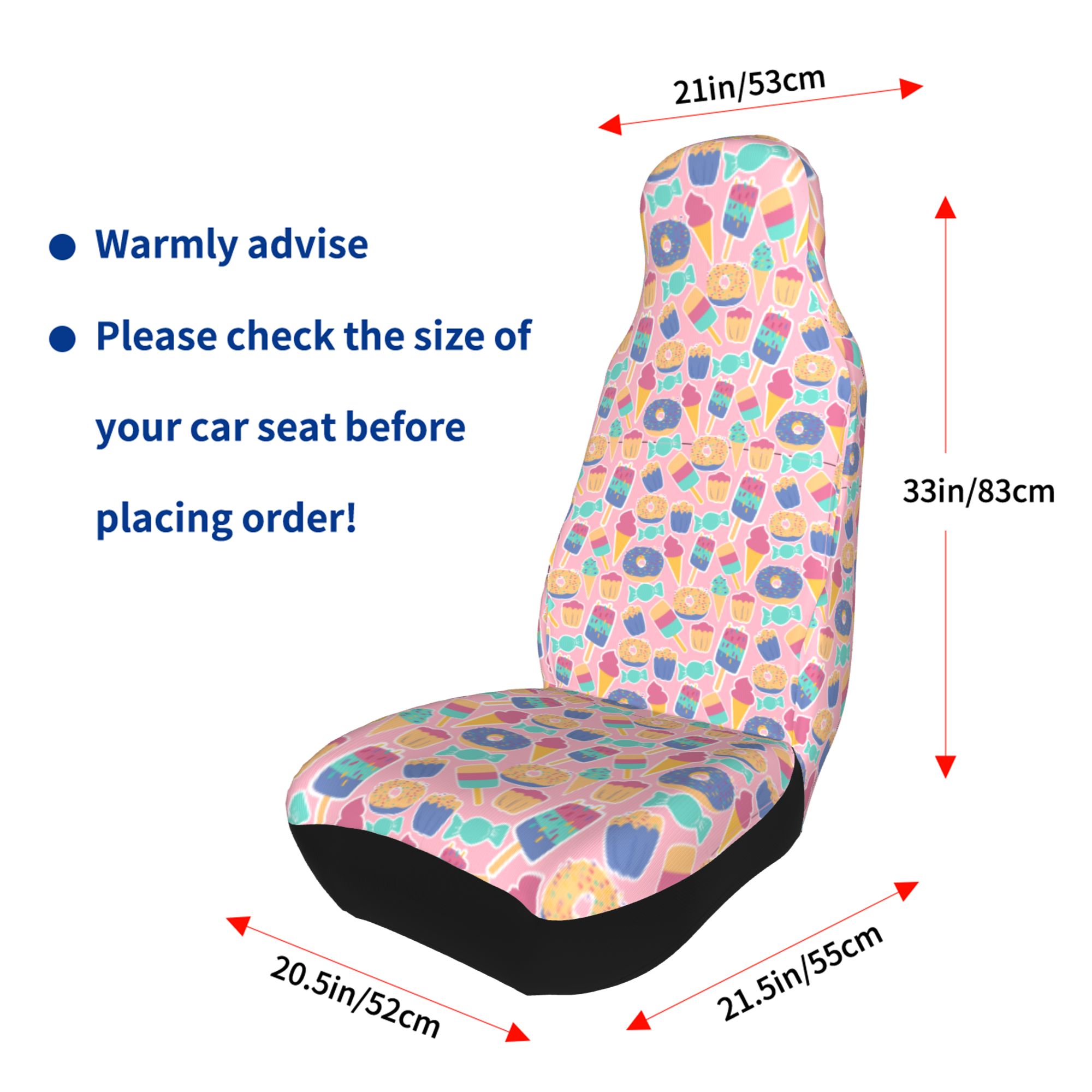 ZICANCN Car Seat Covers Front Seats Only，Pink Donut Candy Automotive Seat Covers Protectors for Cars Trucks Suv 2 Pack