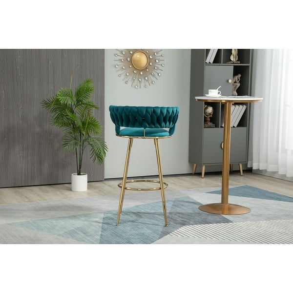 Low Back Bar Stool Light Luxury Bar Chair with Circular Footrest