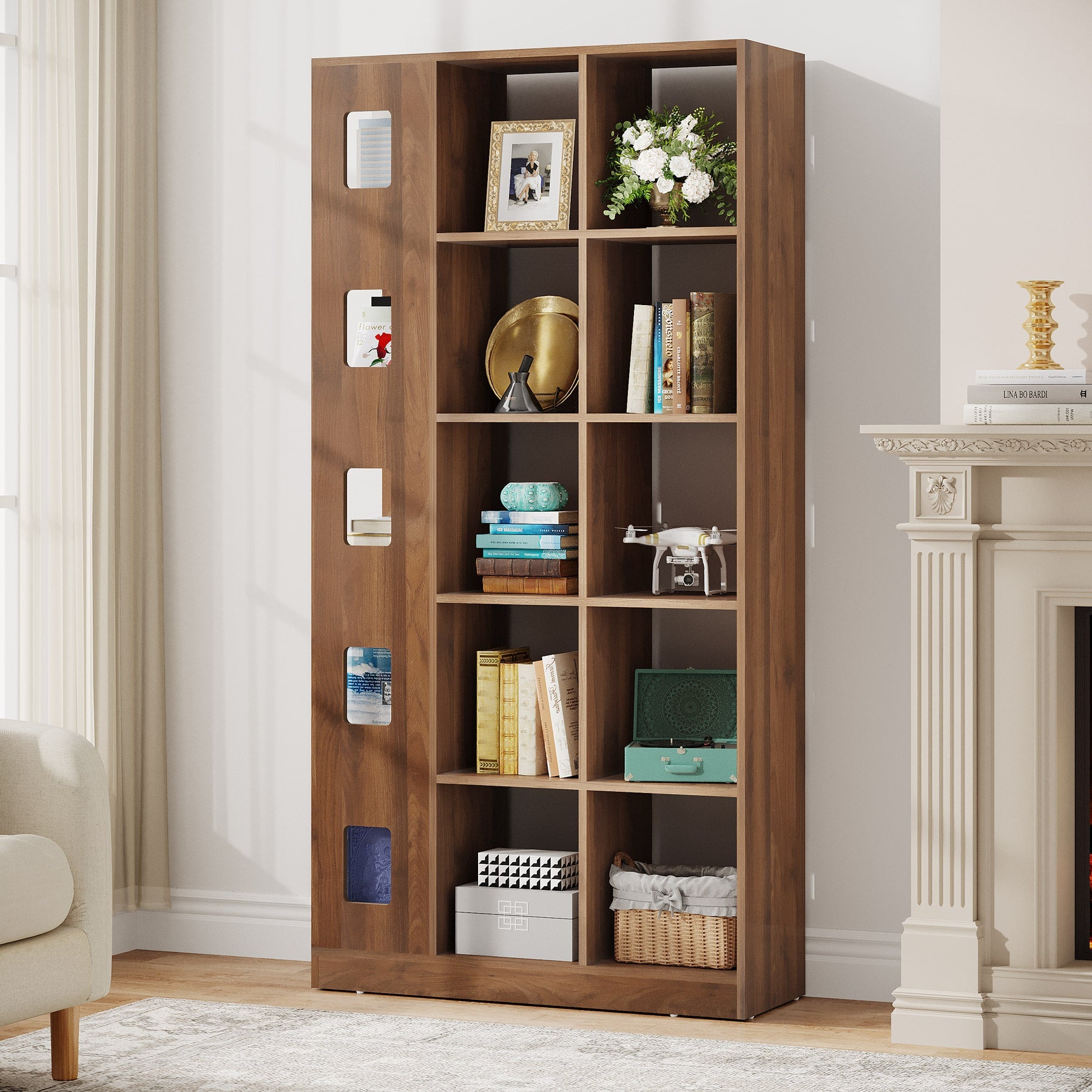 5-Tier Bookshelf, Freestanding Wood Storage Organizer Display Shelf