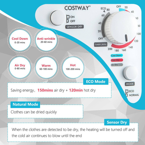 Costway 37618245 1500W Compact Laundry Dryer with ...