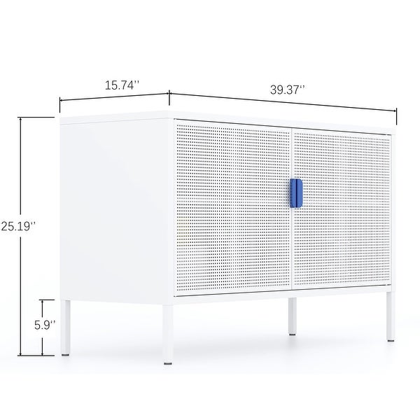 Metal Storage Locker Cabinet， Adjustable Shelves Free Standing Ventilated Sideboard Steel Cabinets