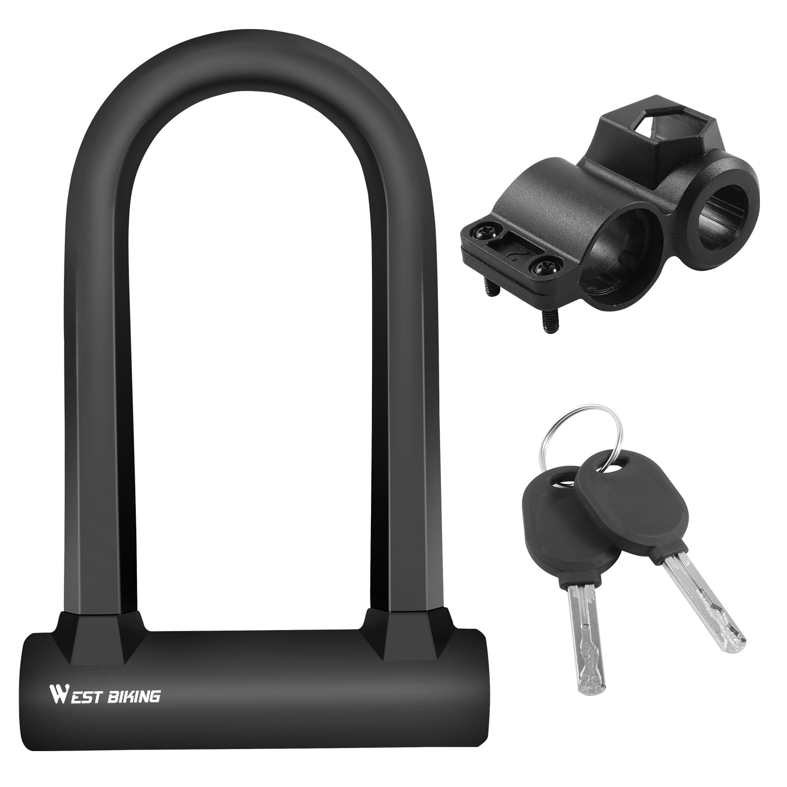 West Biking Combination U Lock， Anti-Theft Heavy Duty Bicycle Lock， 2 Keys