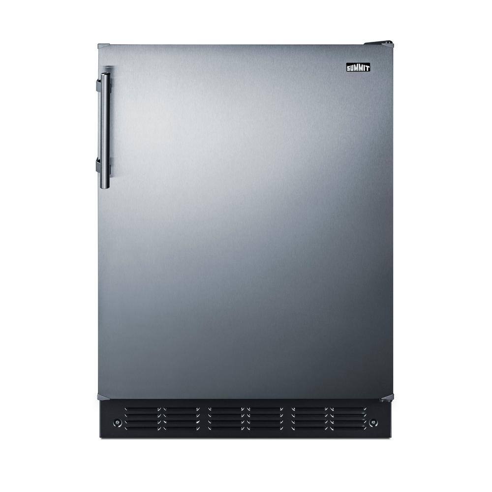 Summit Appliance 23.63 in. 4.9 cu.ft. Mini Refrigerator in Stainless Steel and Black with Freezer CT66BK2SS