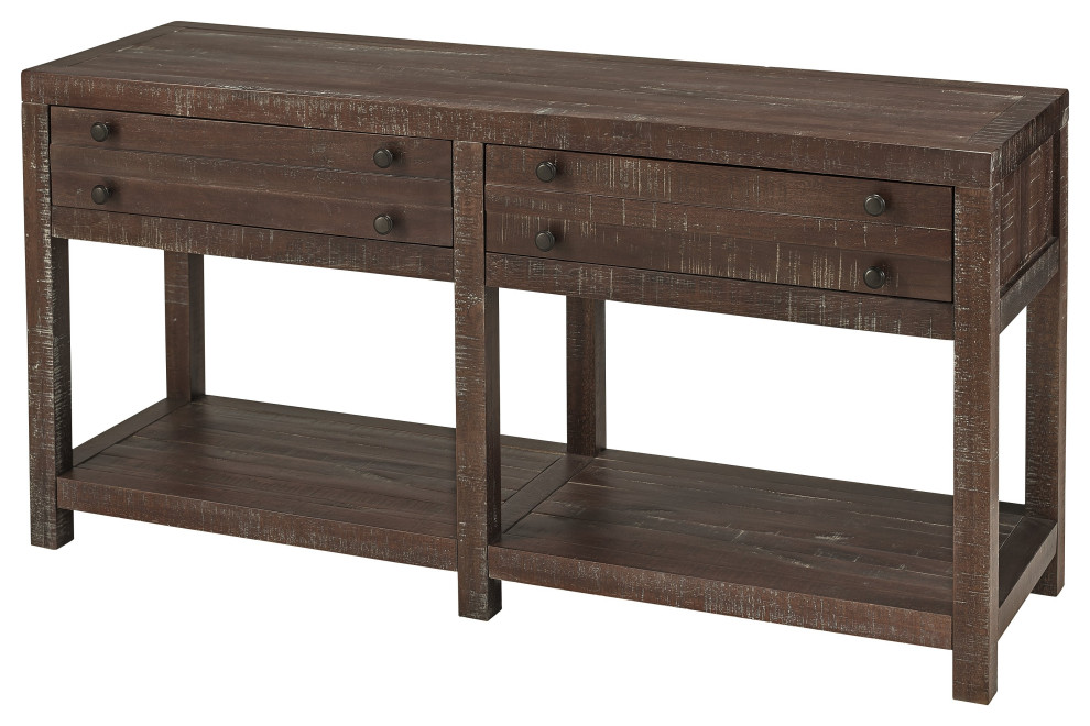 Tempton Rustic Country Console Table in Coffee Brown   Transitional   Console Tables   by AMOC  Houzz