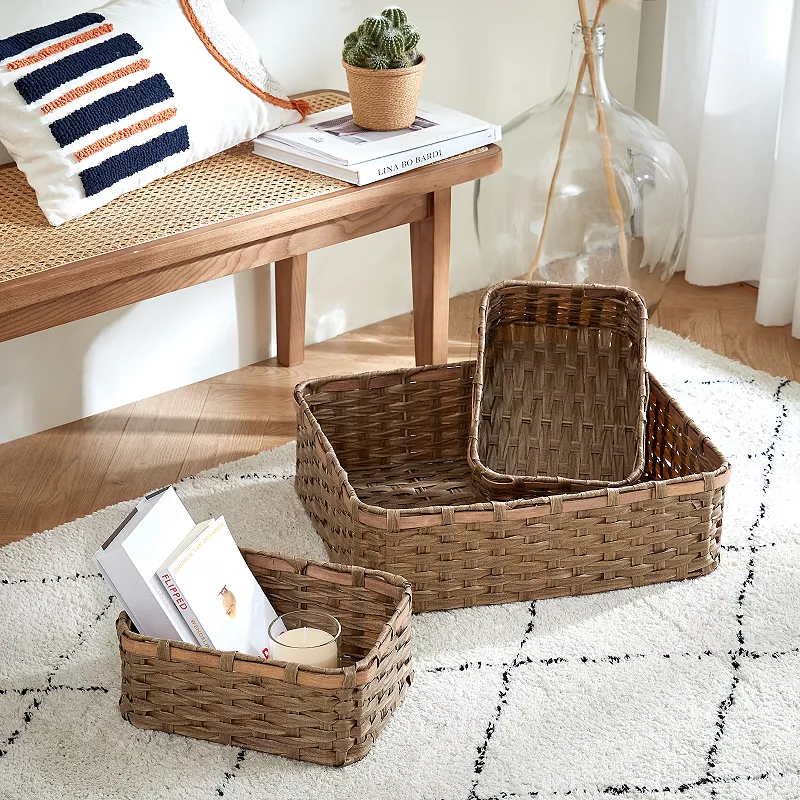 Saddle River Faux Wicker Basket 3-pc. Set