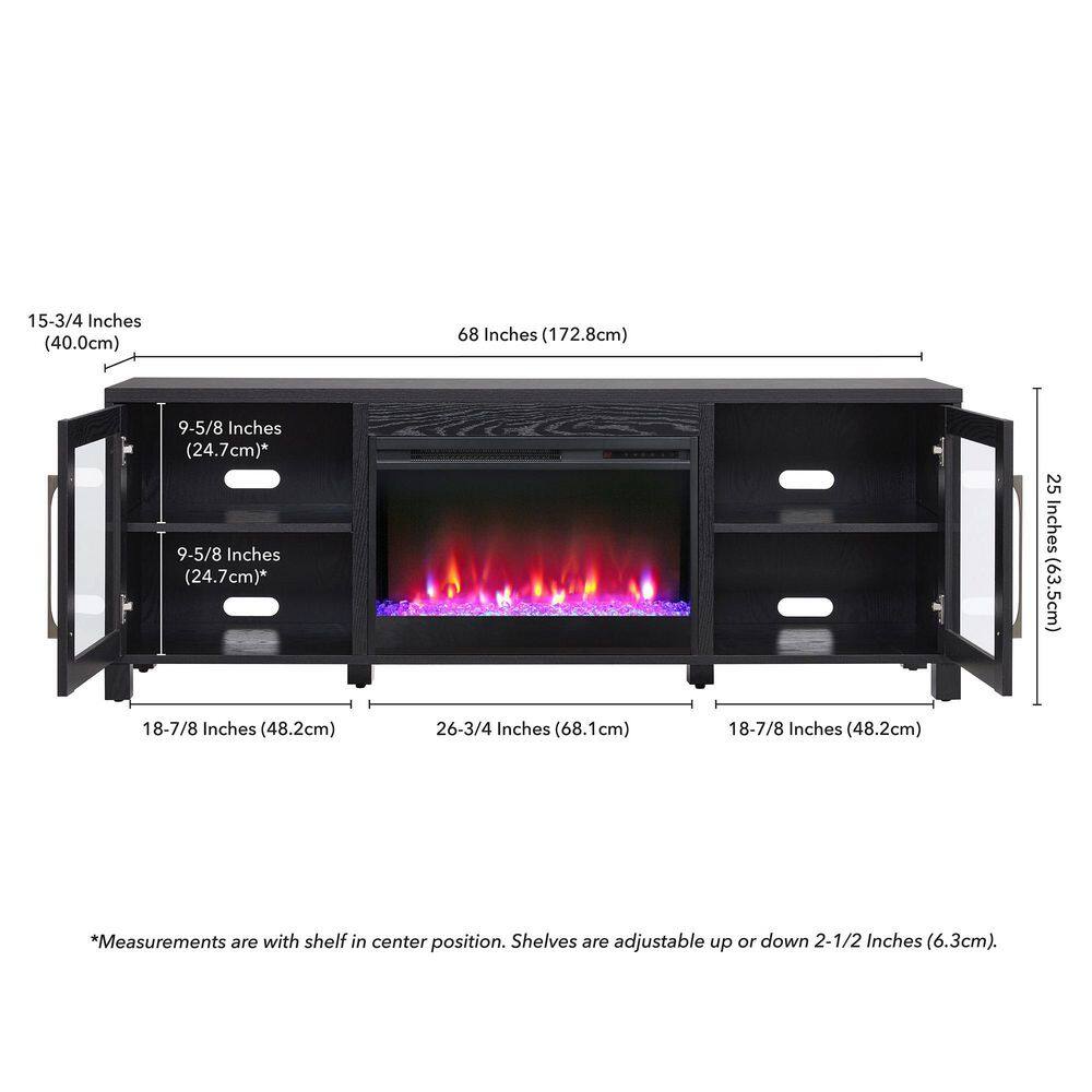 MeyerCross Quincy 68 in. Black Grain TV Stand with 26 in. Crystal Fireplace Fits TV's up to 75 in. TV1804