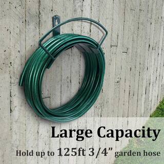 Cubilan Deluxe Wall Mount Garden Hose Hanger Duty Metal Hose Holder Easily Holds 125 ft. 34 in. Hose Solid Steel Extra Bracing B07H8DTZS1