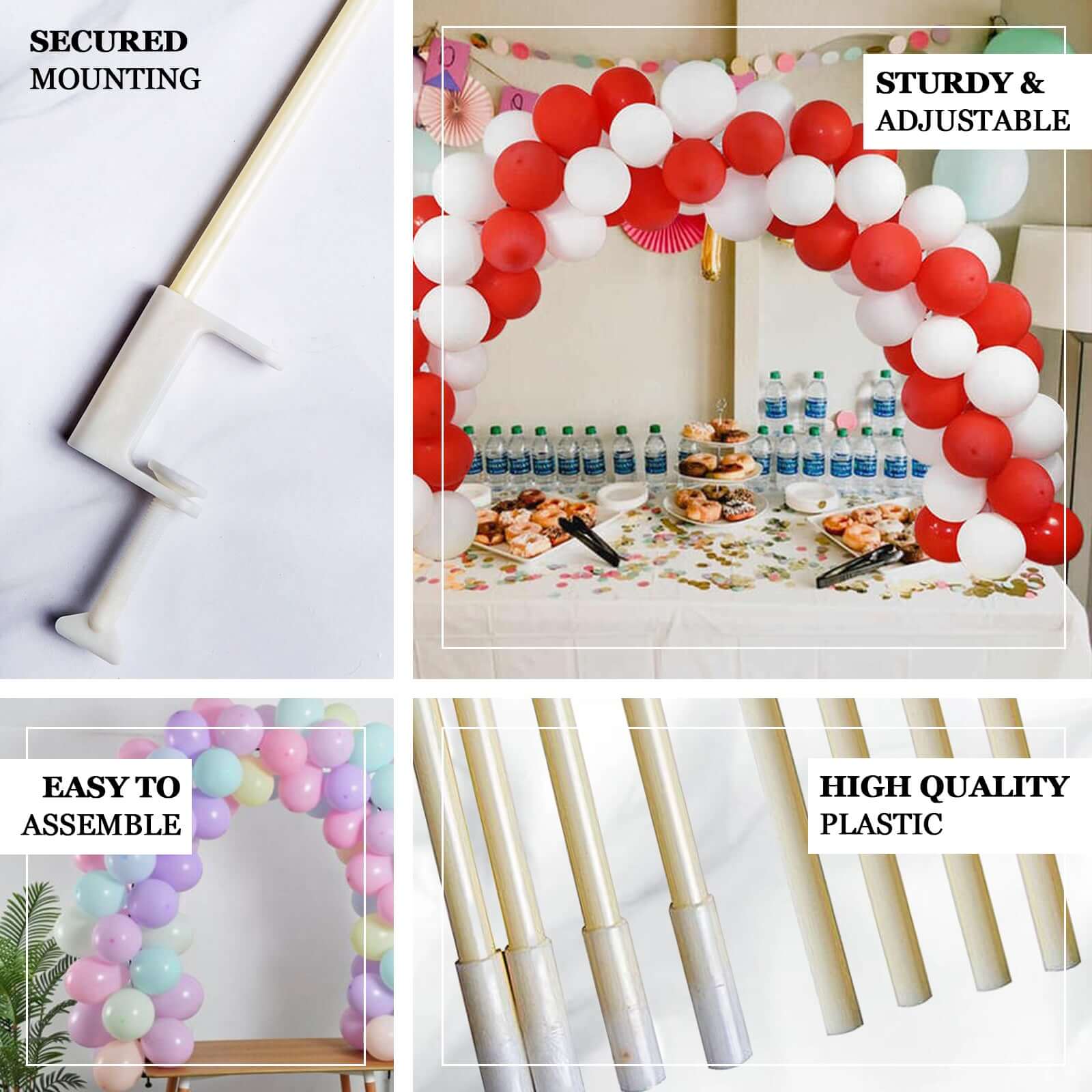 10 Pack Clear Plastic Table Top Balloon Stand Sticks, Balloon Centerpieces Holder - 16