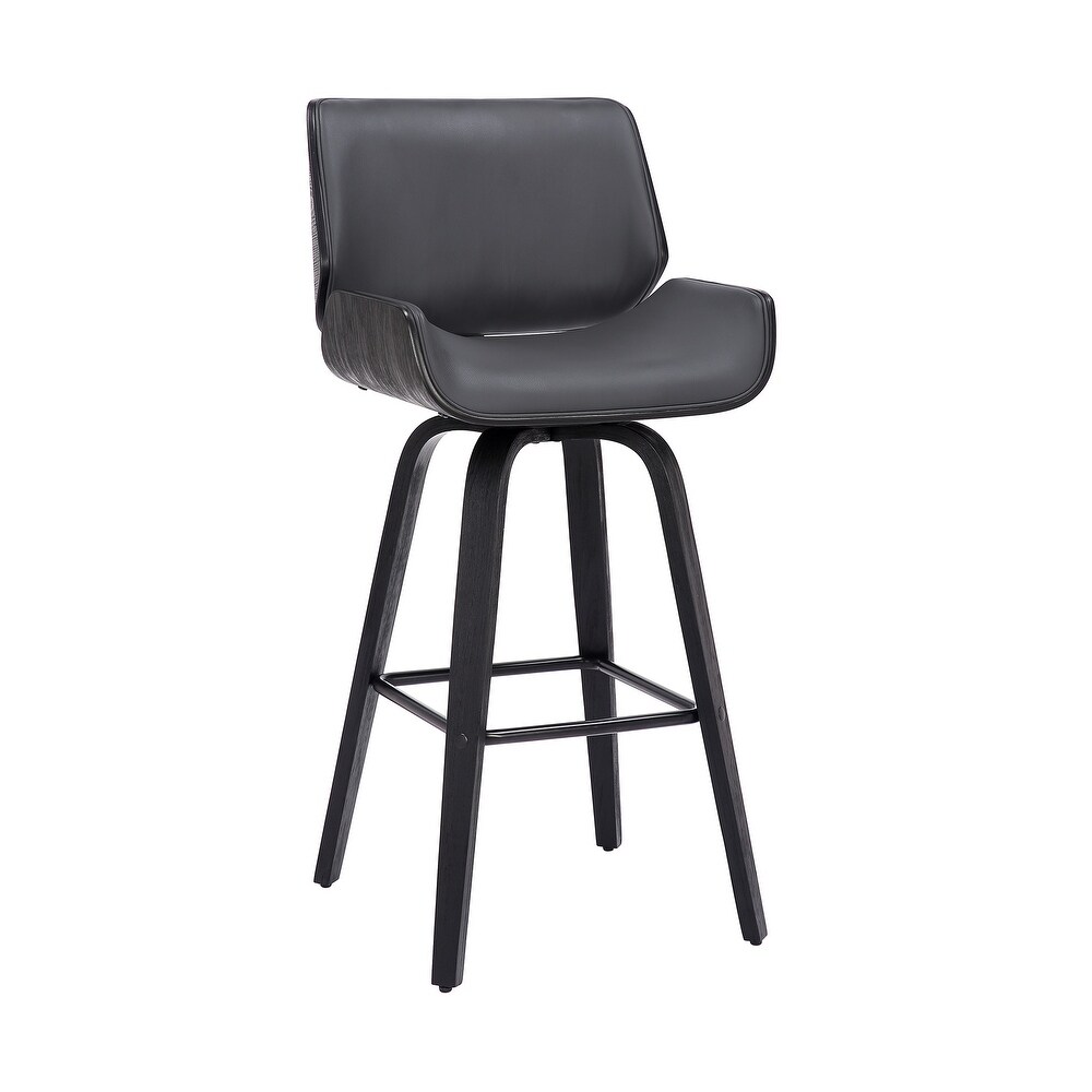 Tyler Mid Century Modern Swivel Counter/Bar Stool in Faux Leather and Wood