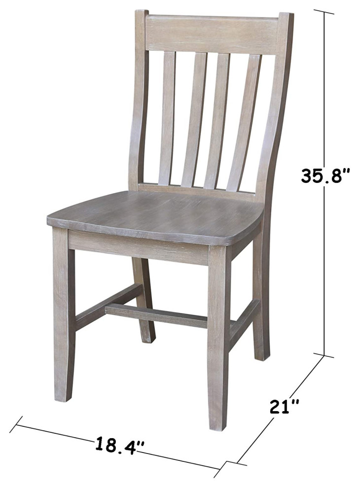 Set of 2 Dining Chair  Hardwood Legs With H Shaped Support  Washed Gray Taupe   Farmhouse   Dining Chairs   by Declusia  Houzz