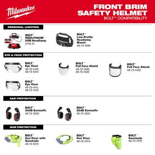 MW BOLT Yellow Type 1 Class E Front Brim Non-Vented Hard Hat with 4 Point Ratcheting Suspension 48-73-1102