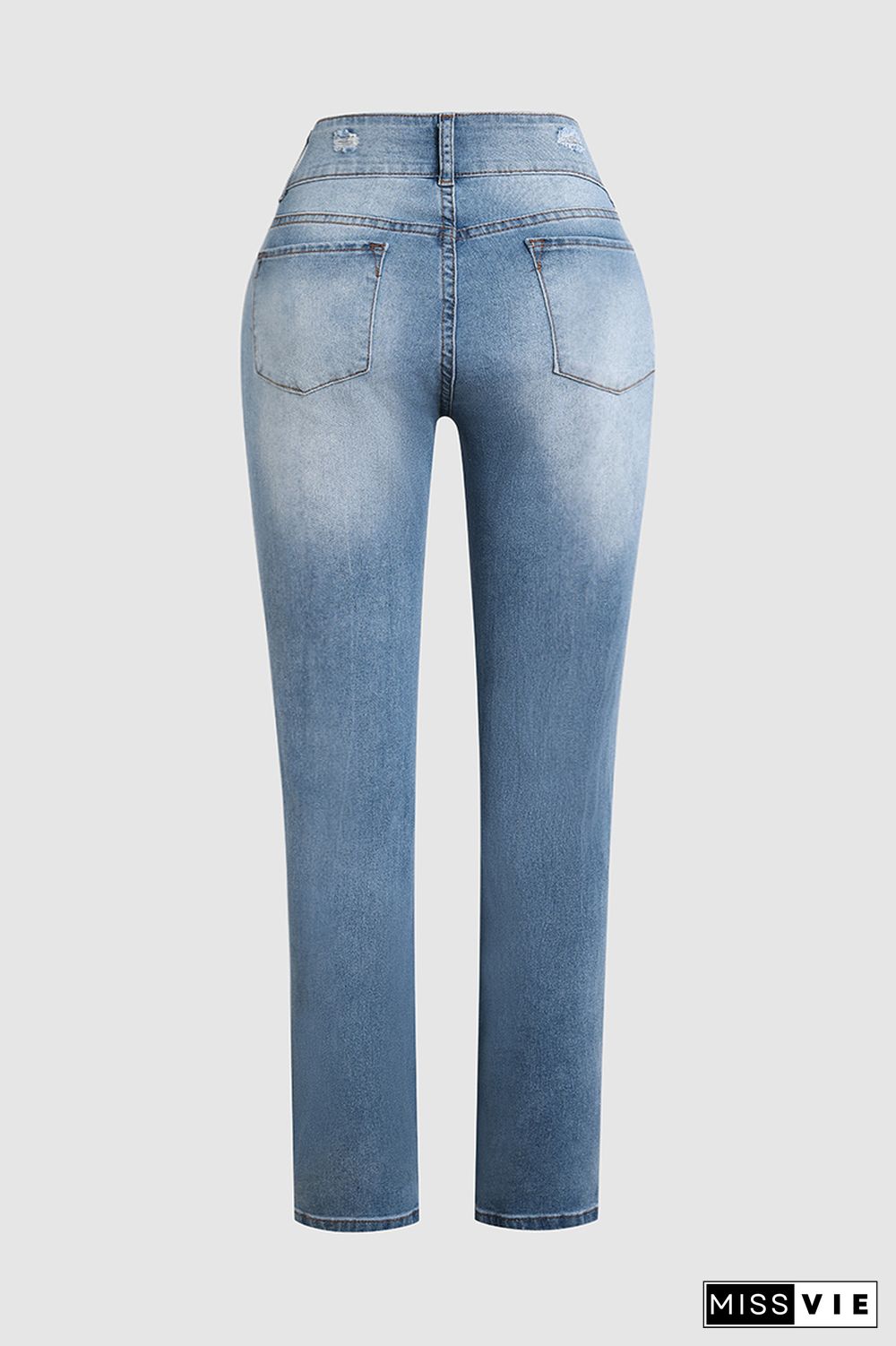 Ladder Ripped Low Rise Skinny Jeans