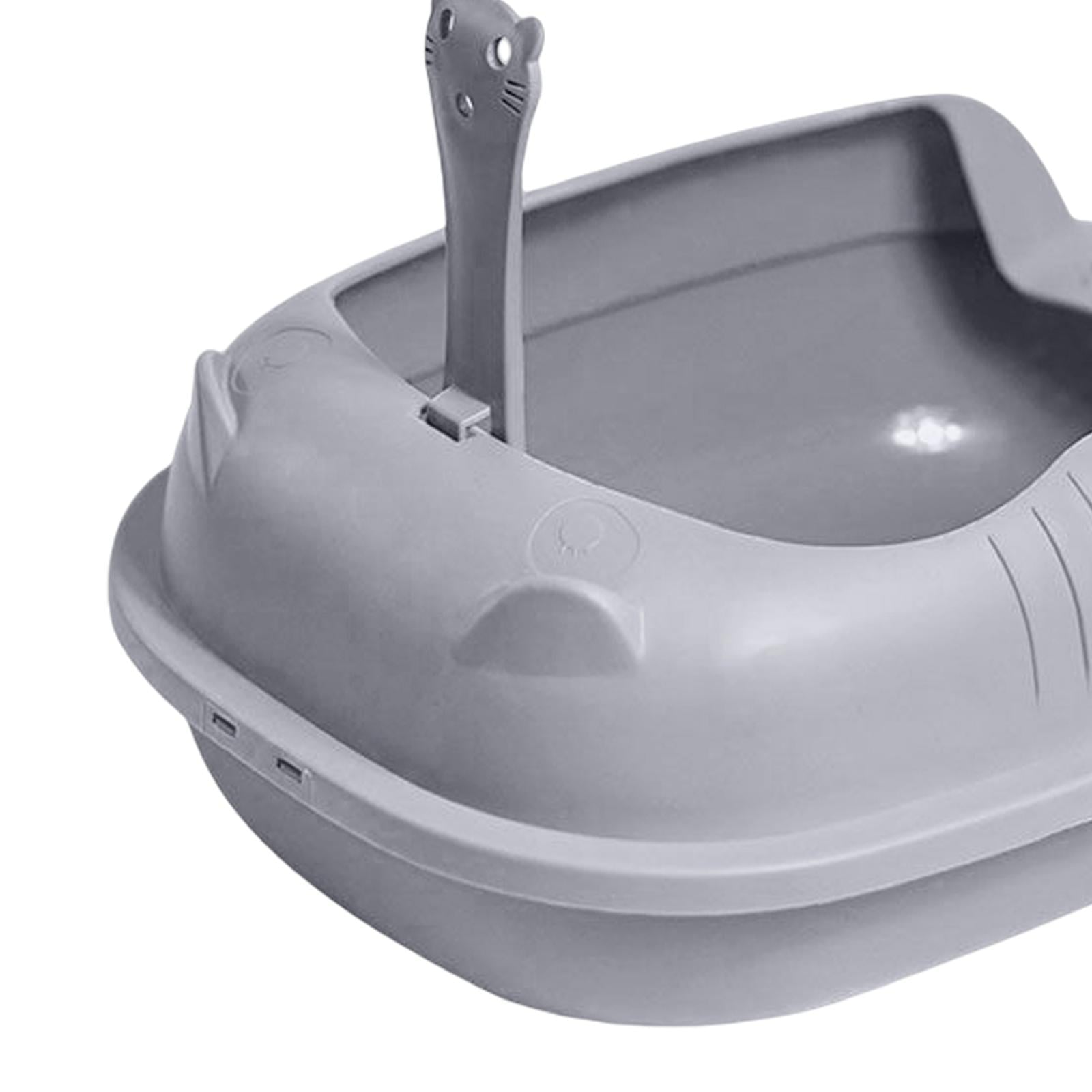 Cat Litter Box Bedpan Sand Box Container Durable Toilet Semi Enclosed Splashproof Cat Litter Tray for Rabbits， Cats， Kitty ， Gray