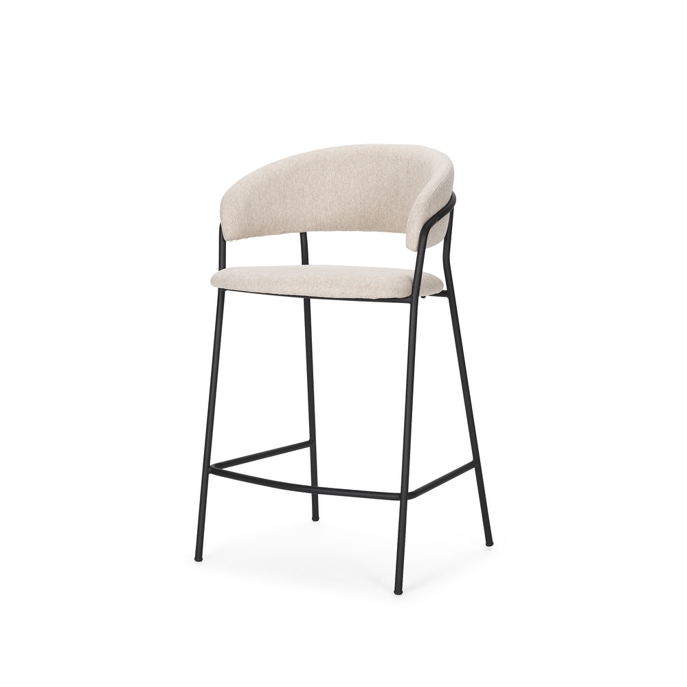 Carolyn Counter Stool w/ Gray Fabric   Matte Black Metal