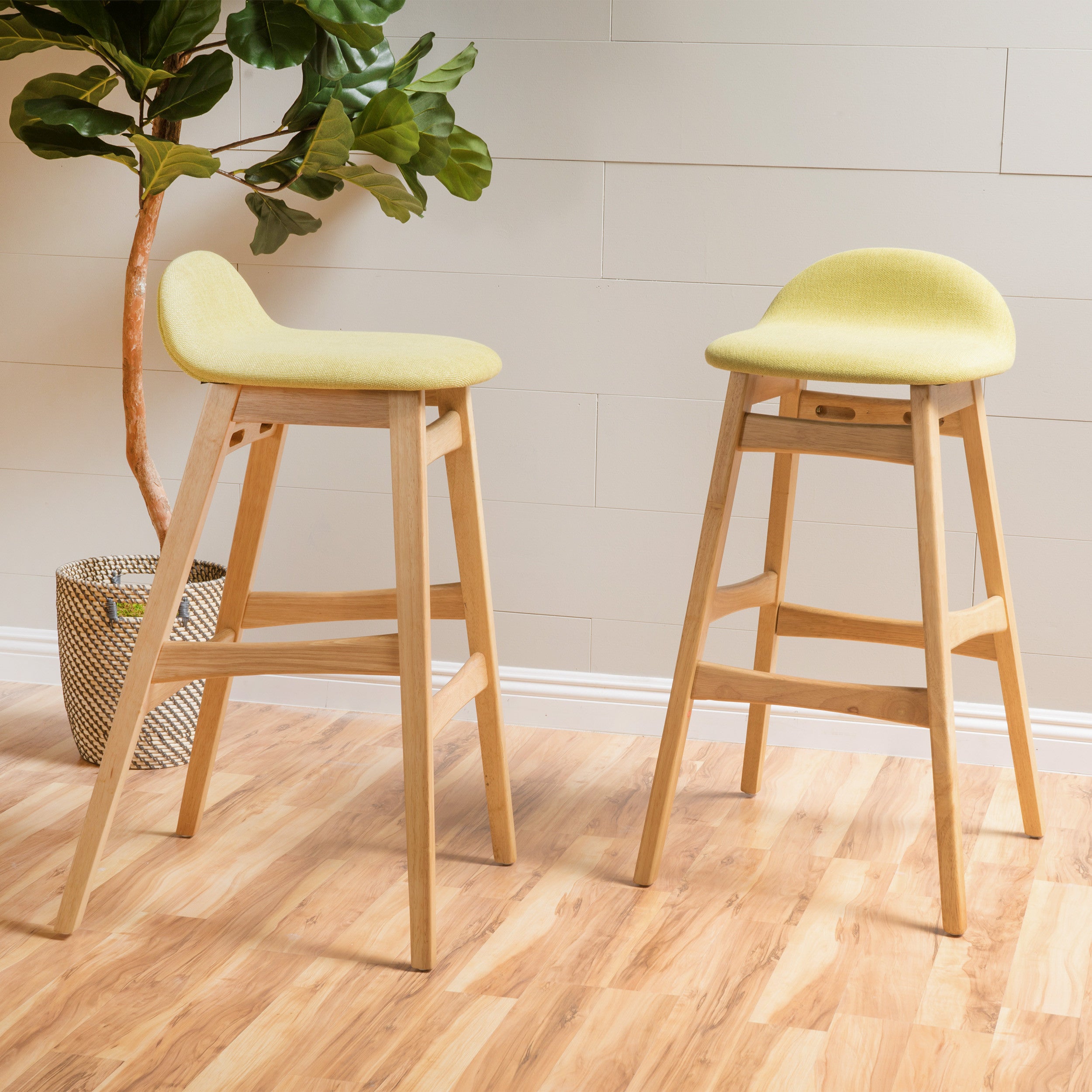 Margaret Green Tea Fabric/ Oak Finish 30-Inch Bar Stool (Set of 2)