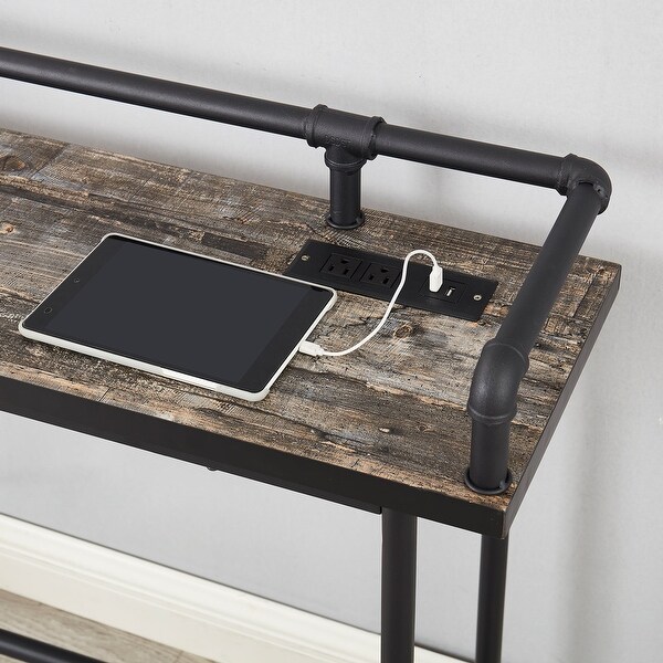 Console Table with 2 Outlet and 2 USB Ports for Living Room and Hallway