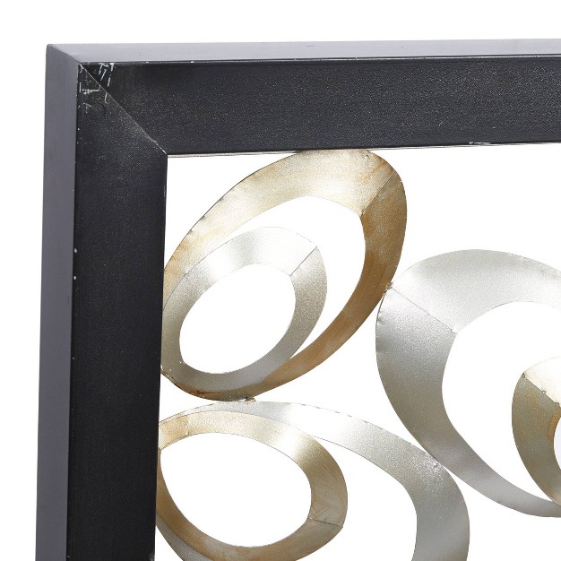 Metal Abstract Scallop Ribbon Wall Decor With Black Frame Gold Olivia amp May