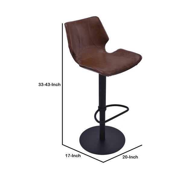 Leatherette Counter Barstool with Adjustable Metal Tubular Support， Brown