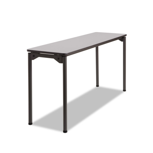 Iceberg Maxx Legroom Wood Folding Table， Rectangular Top， 60w x 18d x 29.5h， Gray/Charcoal (65877)