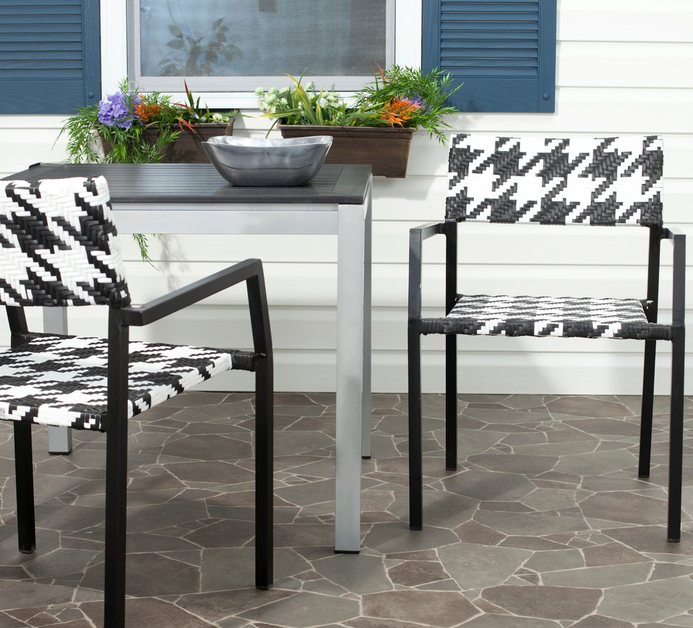 Safavieh Halden Outdoor Arm Chairs  Set of 2   Tropical   Outdoor Dining Chairs   by HedgeApple  Houzz