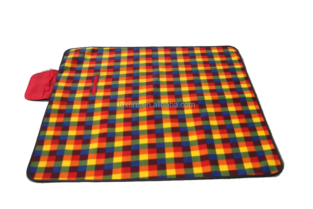 High quality fleece waterproof outdoor picnic camping beach blanket plaid