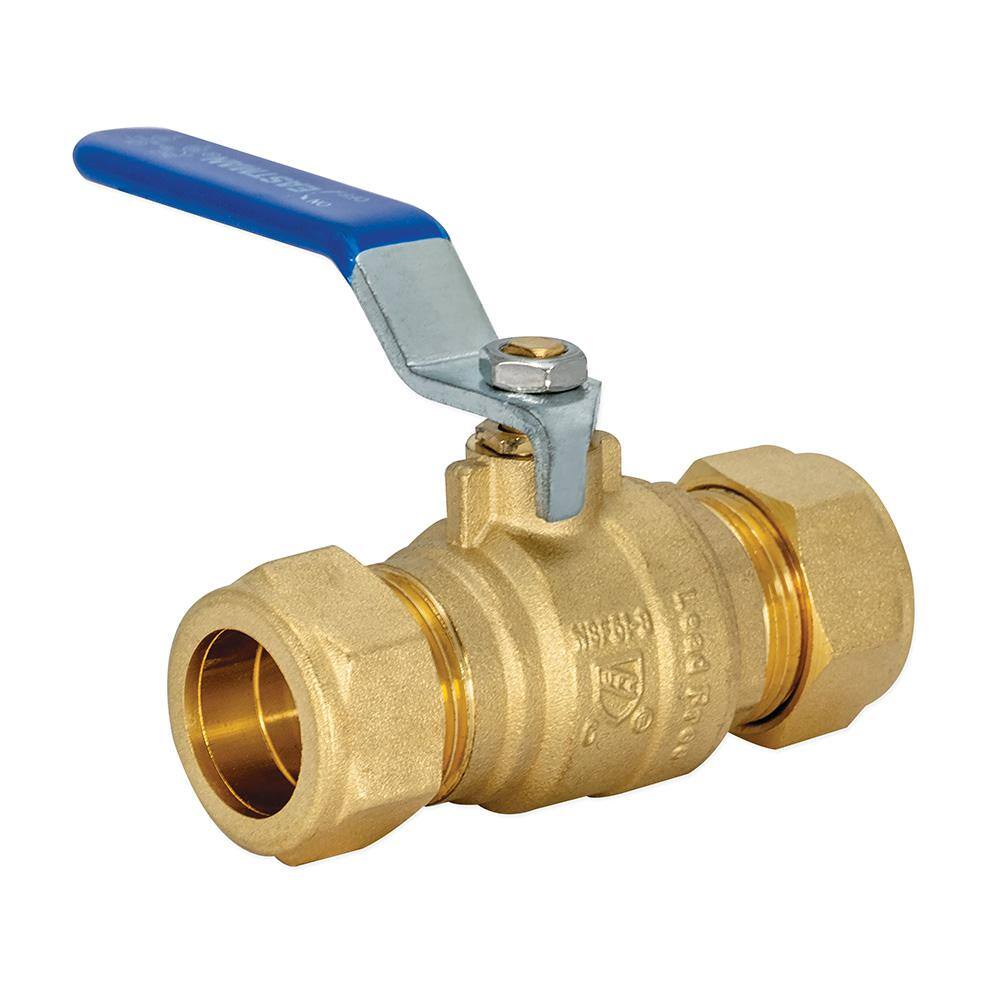 EASTMAN 34 in. Compression x 34 in. Compression Brass Full Port Compression Ball Valve 20097LF