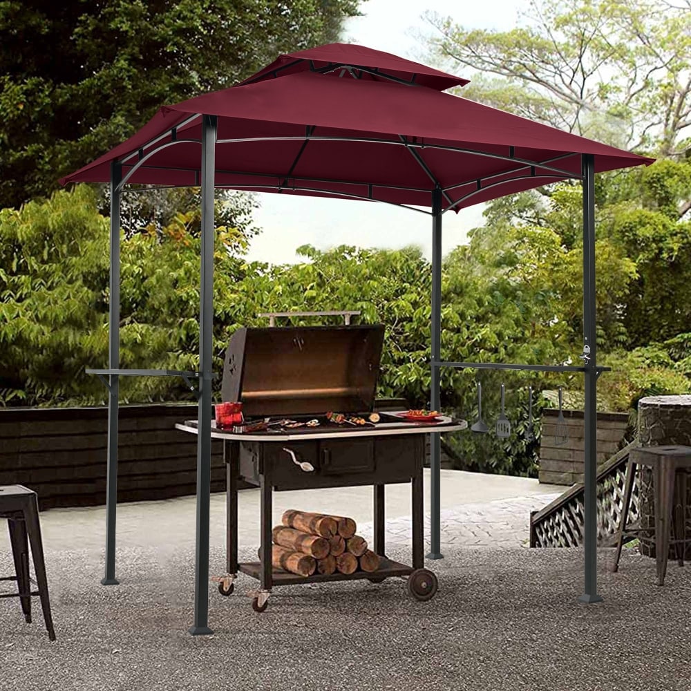 8 x 5 Ft Outdoor Gazebo Tent Double Top with hook and Bar Counters