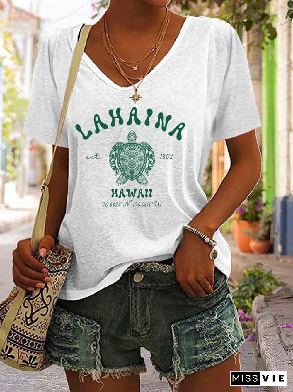 Women's Lahaina Strong Print Casual T-Shirt