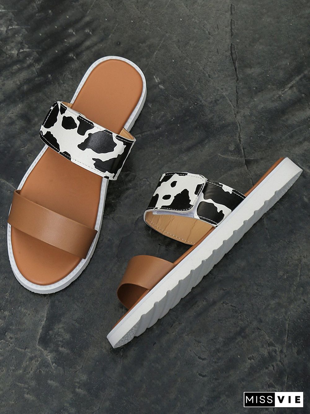 Leopard Print Snake Print Zebra Print Cow Print Strap Casual Slippers