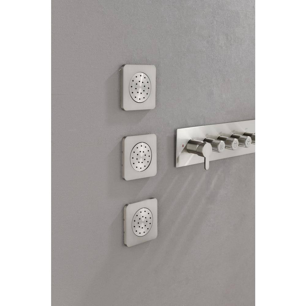 Lukvuzo Wall Mounted Waterfall Rain Shower System in Brushed Nickel with 3 Body Sprays and Handheld Shower HDSA11FS023