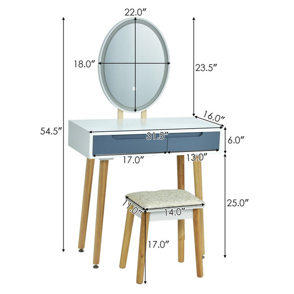 Costway 06825394 Touch Screen Vanity Makeup Table ...