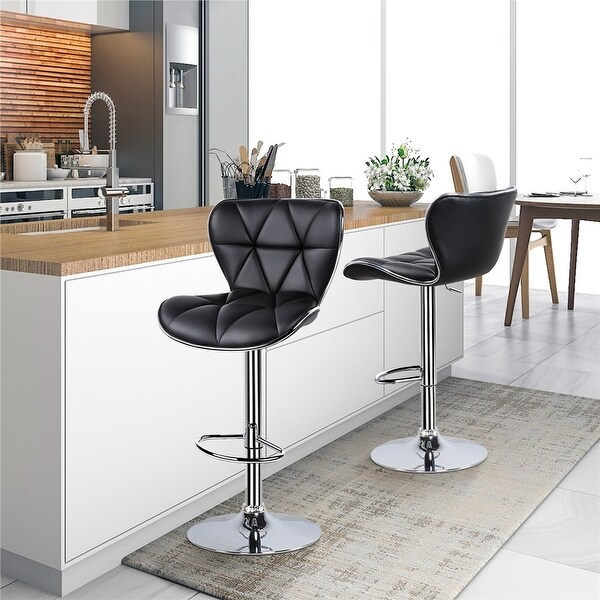 Yaheetech 2pcs Adjustable Chair Bar PU Leather Swivel Bar Stools