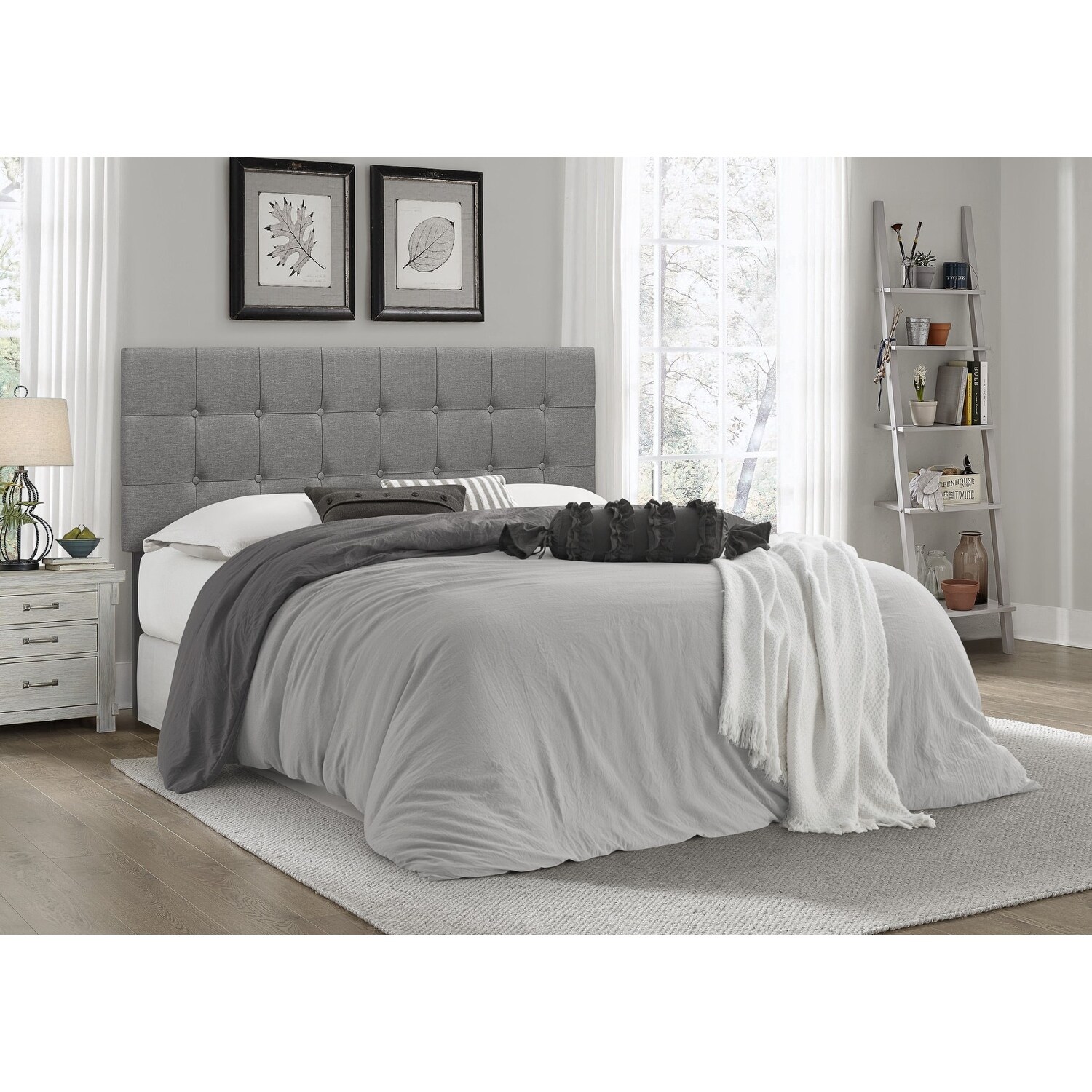 Ida Button-tufted Upholstered Transitional Adjustable Headboard - - 33094250