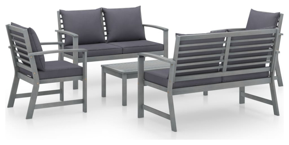 vidaXL Solid Wood Acacia Garden Lounge Set with Cushion 3 Pieces Patio Outdoor   Transitional   Outdoor Lounge Sets   by vidaXL LLC  Houzz