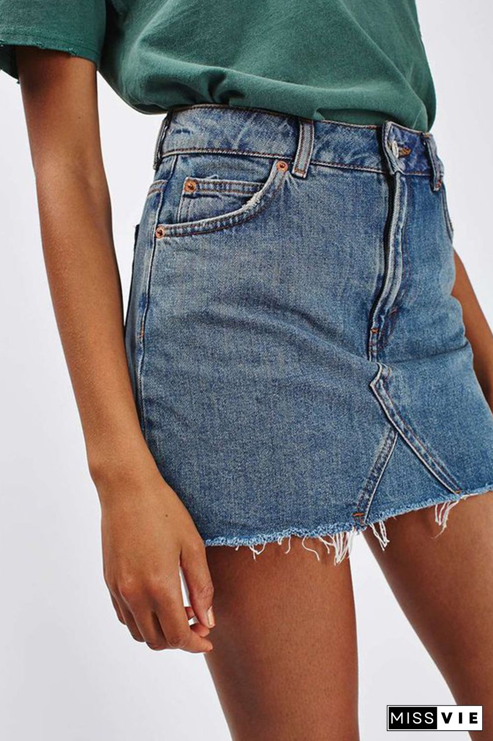 Distressed Raw Hem Denim SHort Dress