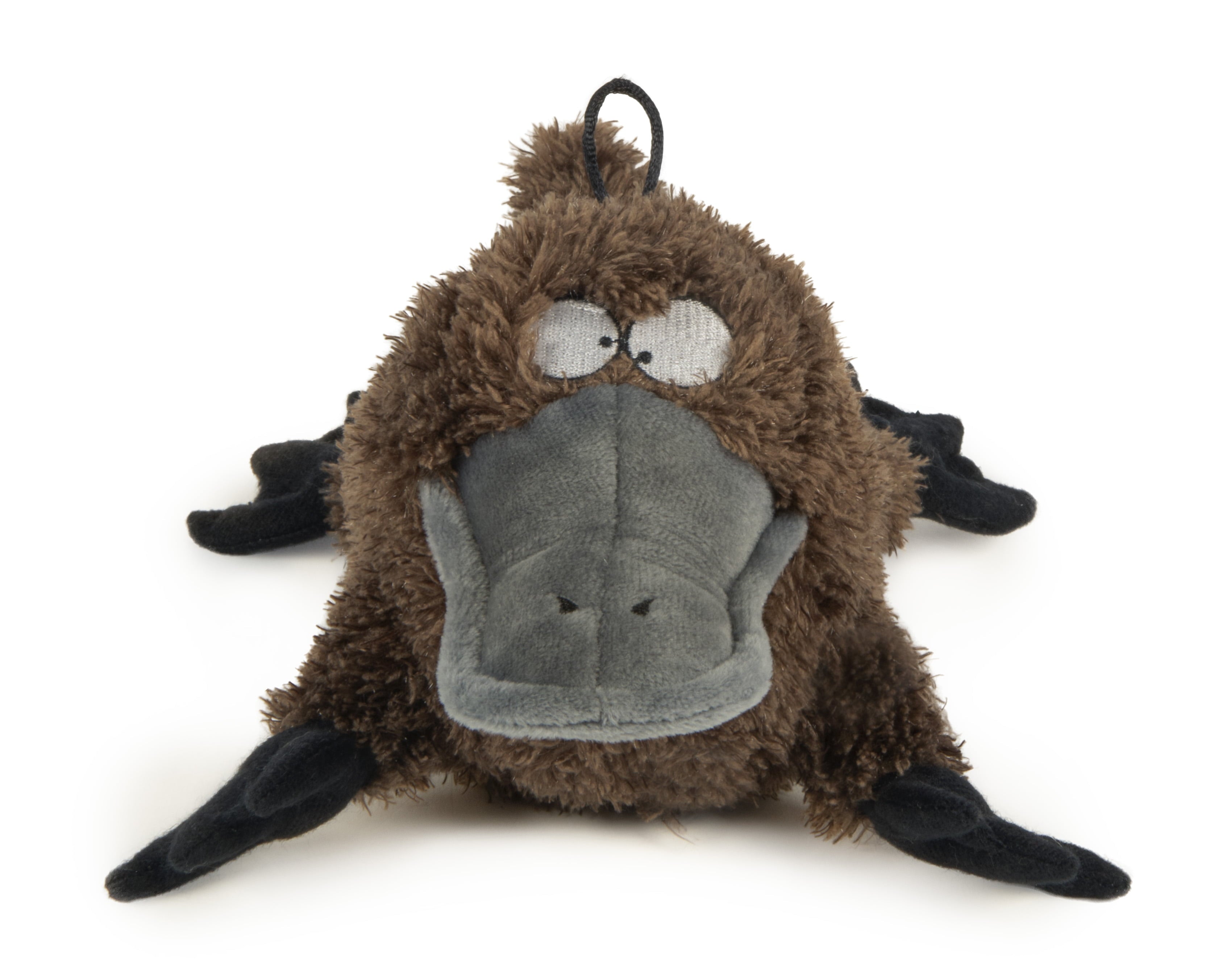 TrustyPup Strong 'N Silent Platypus， Durable Plush Silent Squeaker Dog Toy with Chew Guard Technology， Brown， Large