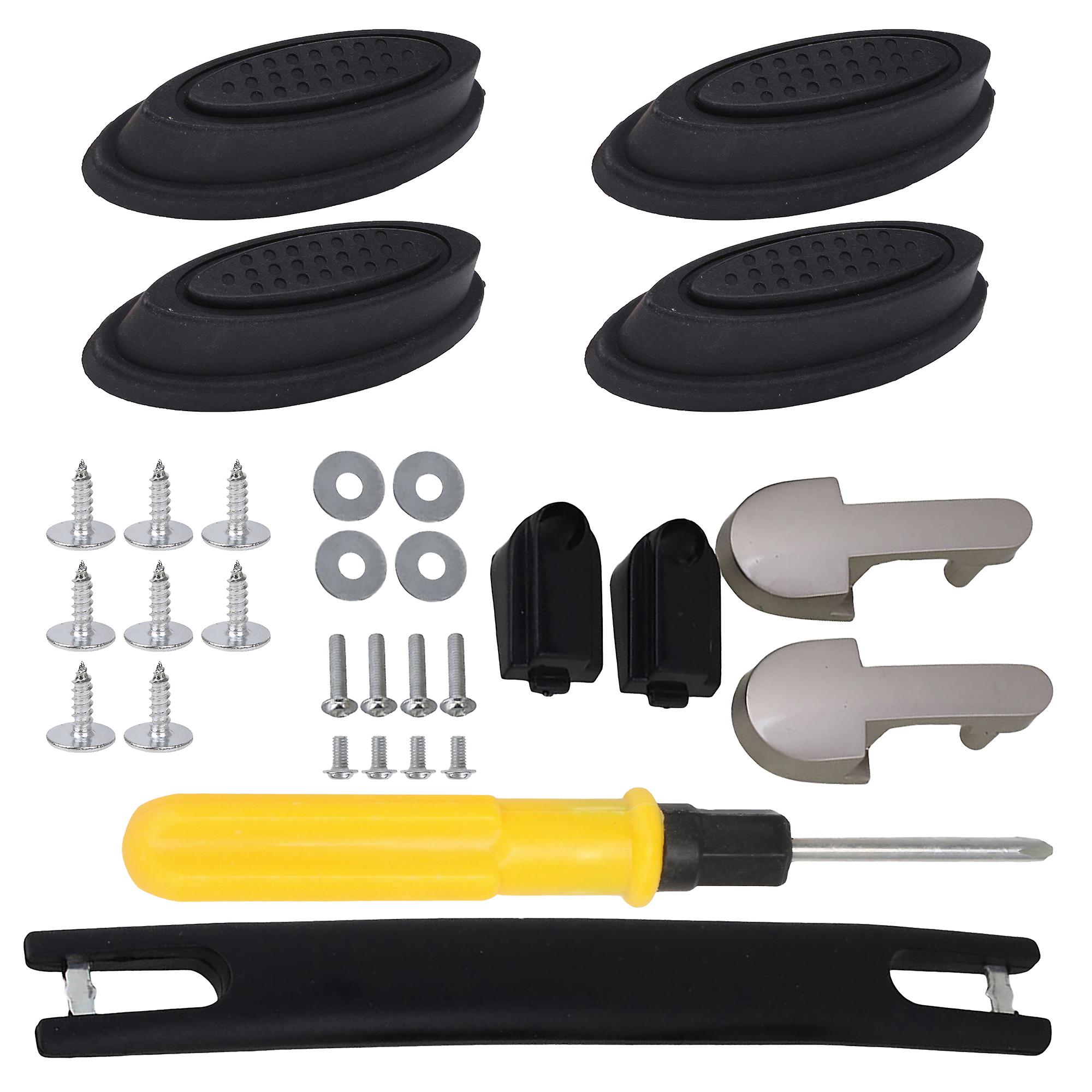 Suitcase Handle with Black Luggage Stud Side Feet Pads Kit