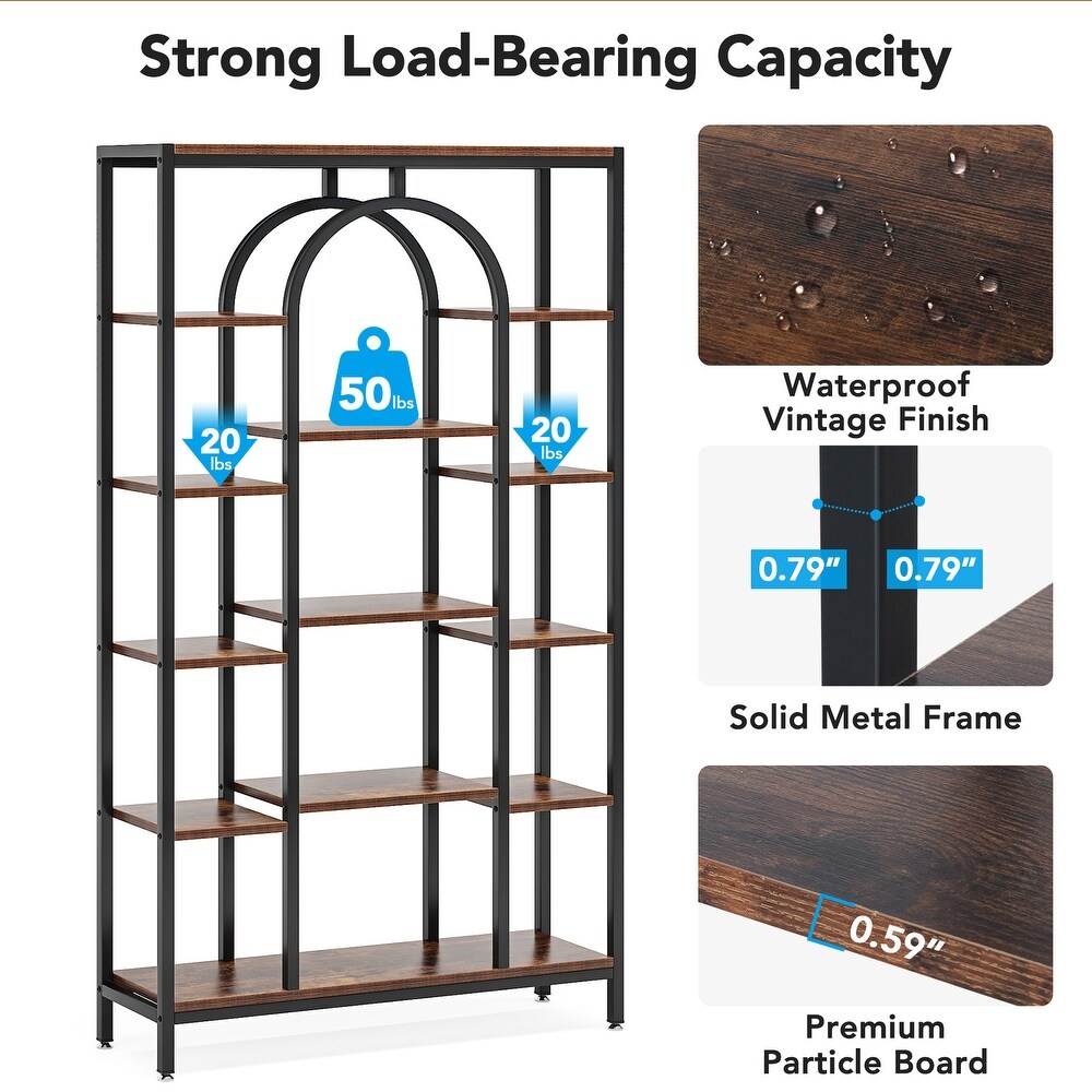 14 Shelves Modern Bookscase  5 Tiers Etagere Display Bookshelf   39.4”W x 11.8”W x 70.8”H